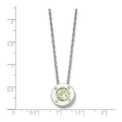 Stainless Steel CZ May Birthstone Circle Pendant Necklace – view 6
