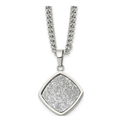Stainless Steel Druzy Pendant Necklace