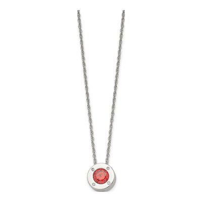 Stainless Steel CZ July Birthstone Pendant Necklace – view 4