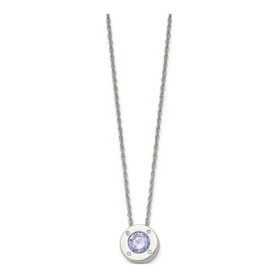 Stainless Steel CZ June Birthstone Pendant Necklace – view 4