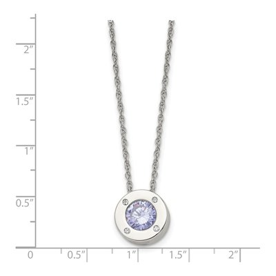 Stainless Steel CZ June Birthstone Pendant Necklace – view 6