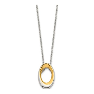 Stainless Steel IP Oval Pendant Necklace – view 4
