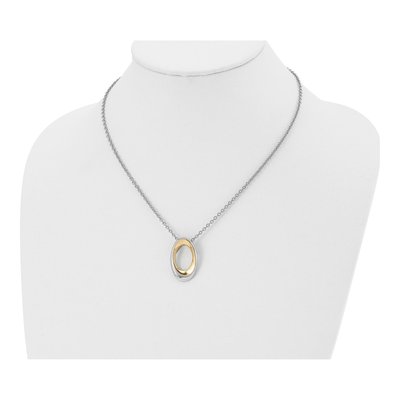 Stainless Steel IP Oval Pendant Necklace – view 5
