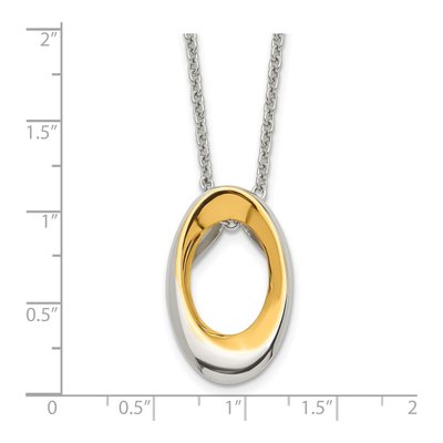 Stainless Steel IP Oval Pendant Necklace – view 6