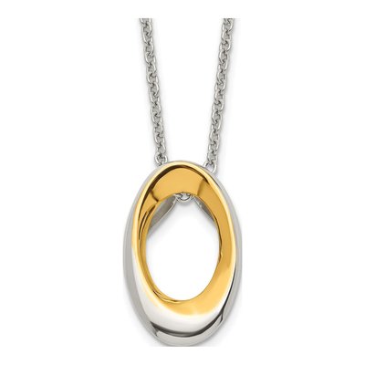 Stainless Steel IP Oval Pendant Necklace