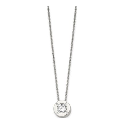 Stainless Steel CZ April Birthstone Pendant Necklace – view 4