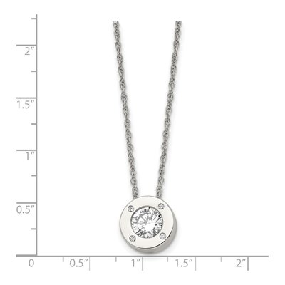 Stainless Steel CZ April Birthstone Pendant Necklace – view 6