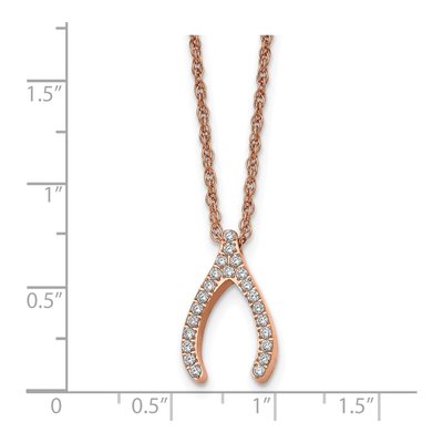 Stainless Steel CZ Wishbone Pendant Necklace – view 6
