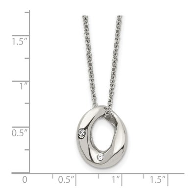 Stainless Steel Crystal Wavy Circle Pendant Necklace – view 6