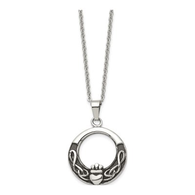 Stainless Steel Claddagh Pendant Necklace – view 4