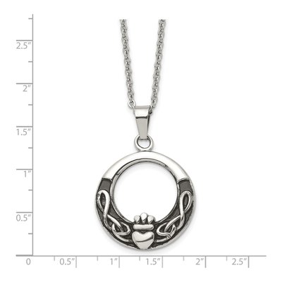 Stainless Steel Claddagh Pendant Necklace – view 6