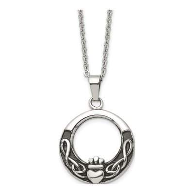 Stainless Steel Claddagh Pendant Necklace