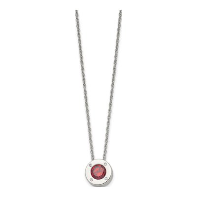 Stainless Steel CZ January Birthstone Pendant Necklace – view 4