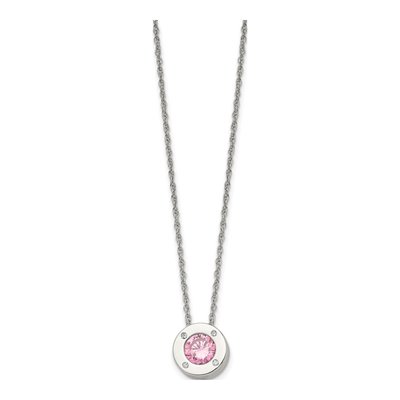 Stainless Steel CZ October Birthstone Pendant Necklace – view 4