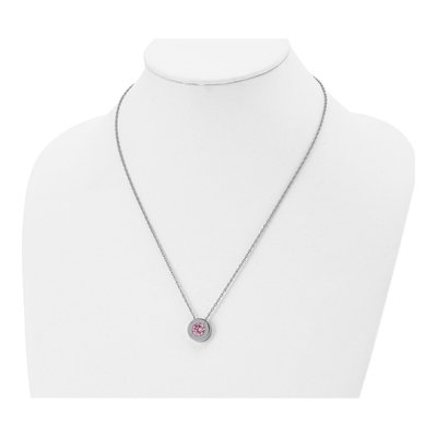 Stainless Steel CZ October Birthstone Pendant Necklace – view 5