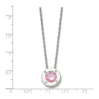 Stainless Steel CZ October Birthstone Pendant Necklace – view 6