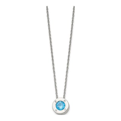 Stainless Steel CZ December Birthstone Pendant Necklace – view 4