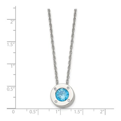 Stainless Steel CZ December Birthstone Pendant Necklace – view 6
