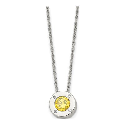 Stainless Steel CZ November Birthstone Pendant Necklace