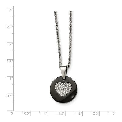Stainless Steel CZ Ceramic Heart Pendant Necklace – view 5