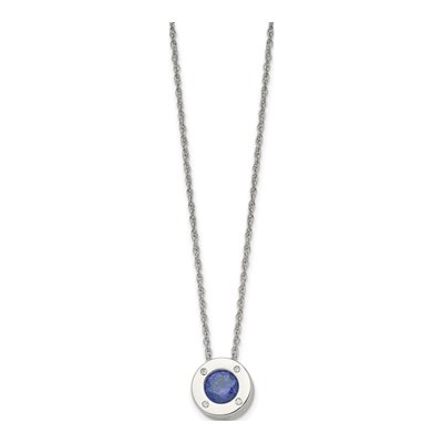 Stainless Steel CZ Sept Birthstone Pendant Necklace – view 4