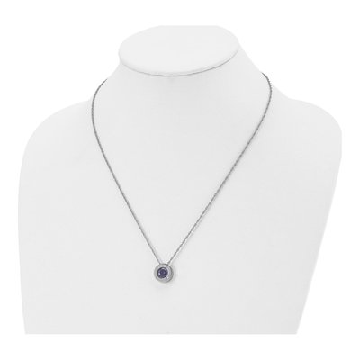 Stainless Steel CZ Sept Birthstone Pendant Necklace – view 5