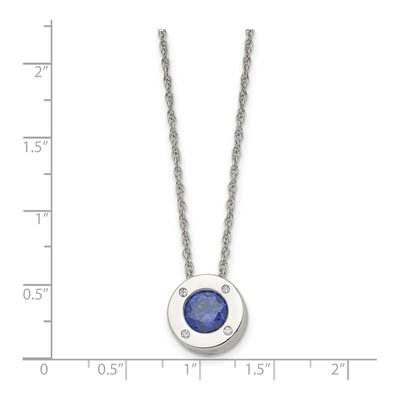 Stainless Steel CZ Sept Birthstone Pendant Necklace – view 6