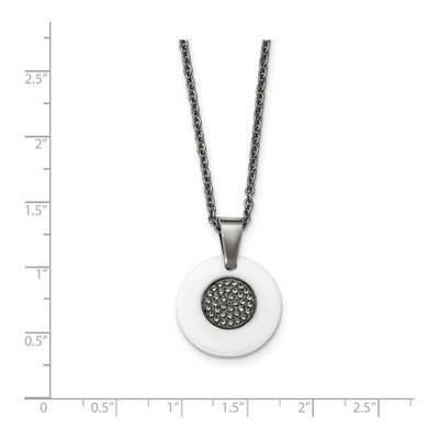 Stainless Steel CZ Ceramic Pendant Necklace – view 5