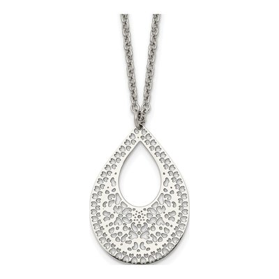 Stainless Steel Reversible Cut-Out Pendant Necklace