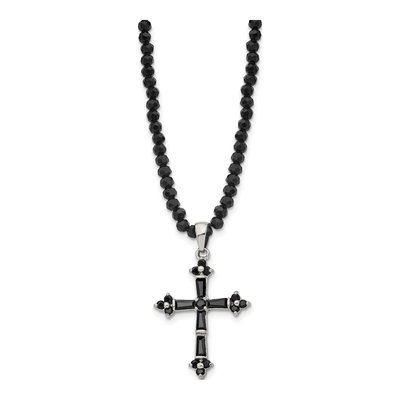 Stainless Steel CZ Cross Pendant Necklace – view 3