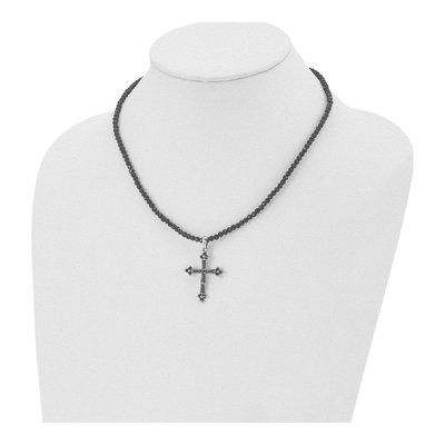 Stainless Steel CZ Cross Pendant Necklace – view 5