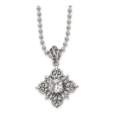 Stainless Steel Enameled Glass Pendant Necklace