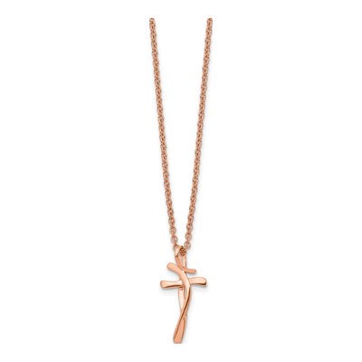 Stainless Steel IP Twisted Cross Pendant Necklace – view 4
