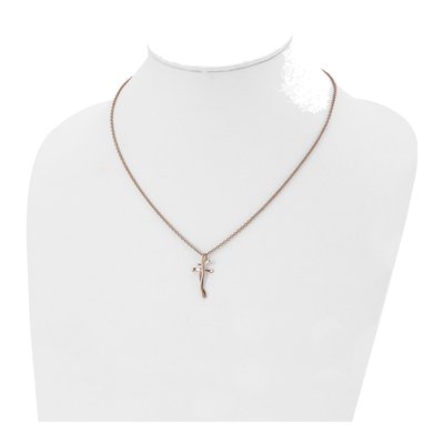 Stainless Steel IP Twisted Cross Pendant Necklace – view 5