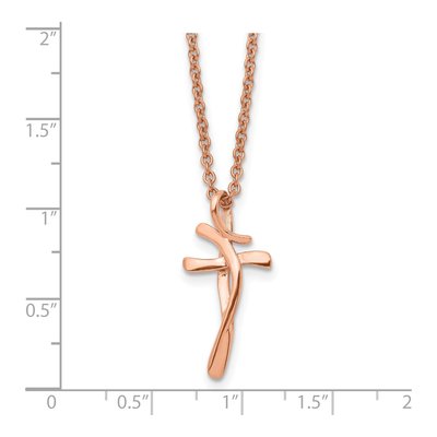 Stainless Steel IP Twisted Cross Pendant Necklace – view 6