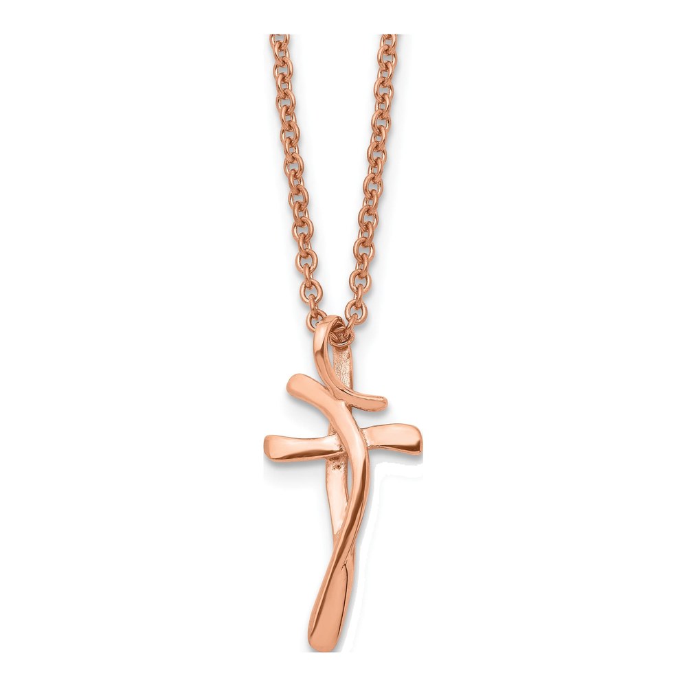 Stainless Steel IP Twisted Cross Pendant Necklace