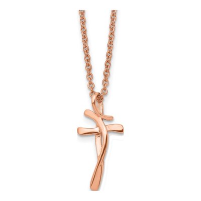Stainless Steel IP Twisted Cross Pendant Necklace
