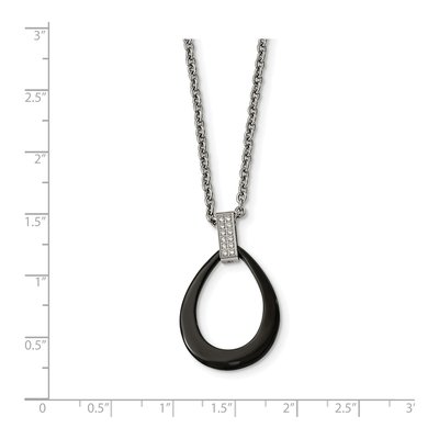 Stainless Steel CZ Ceramic Teardrop Pendant Necklace – view 5