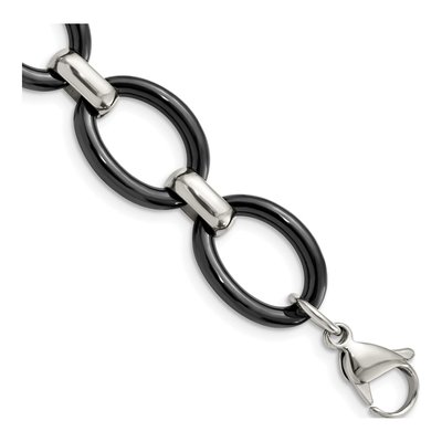 Stainless Steel Black Ceramic Necklace – view 4
