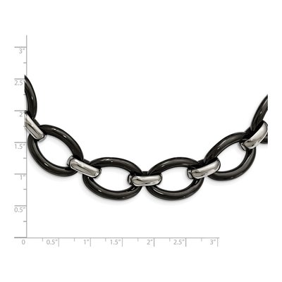 Stainless Steel Black Ceramic Necklace – view 5