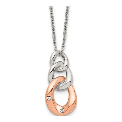 Stainless Steel Crystal IP Pendant Necklace
