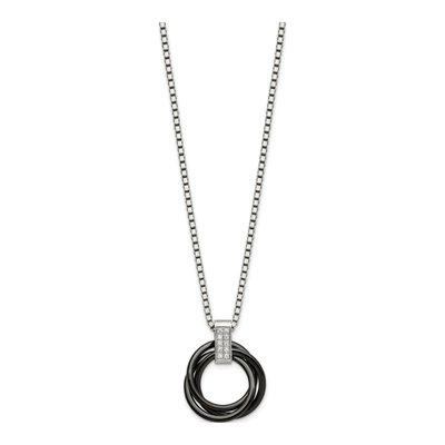Stainless Steel CZ Ceramic Multi-Circle Pendant Necklace – view 4