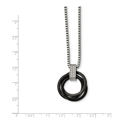 Stainless Steel CZ Ceramic Multi-Circle Pendant Necklace – view 5