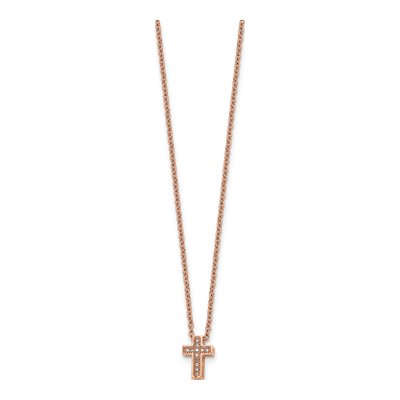 Stainless Steel CZ IP Cross Pendant Necklace – view 4