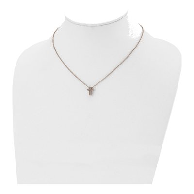 Stainless Steel CZ IP Cross Pendant Necklace – view 5