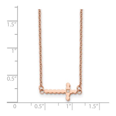 Stainless Steel CZ IP Sideways Cross Pendant Necklace – view 7