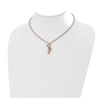 Stainless Steel IP Key Crown Pendant Necklace – view 6