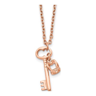 Stainless Steel IP Key Crown Pendant Necklace