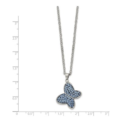 Stainless Steel Crystal Butterfly Pendant Necklace – view 4