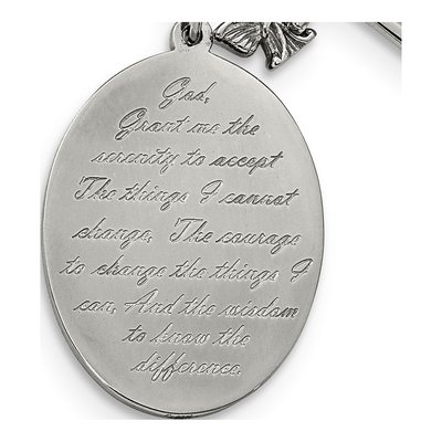 Stainless Steel CZ Serenity Prayer Cross Pendant Necklace – view 4
